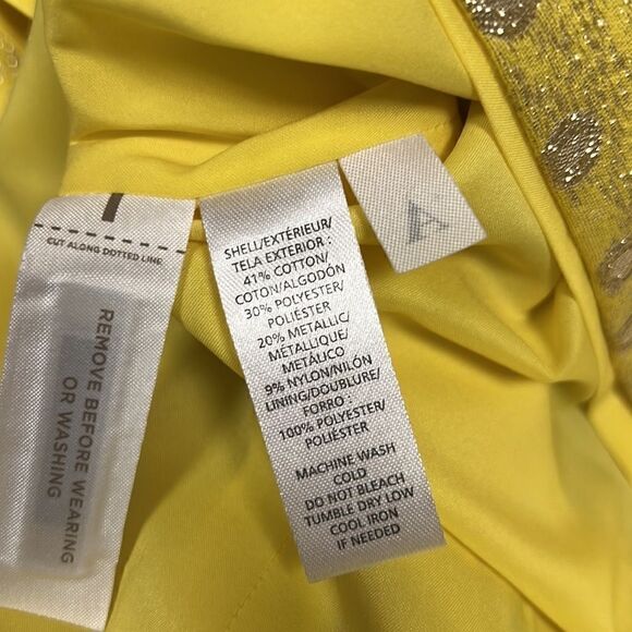 Loft yellow shimmer polka dot pleated skirt.  Size 8 - Picture 5 of 5